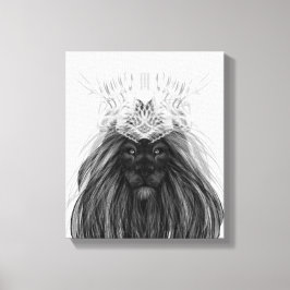 Svart Lejon med Antlers Krona och Monogram Canvastryck