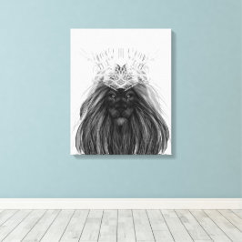 Svart Lejon med Antlers Krona och Monogram Canvastryck