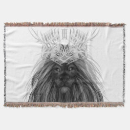 Svart Lejon med Antlers Krona och Monogram Filt