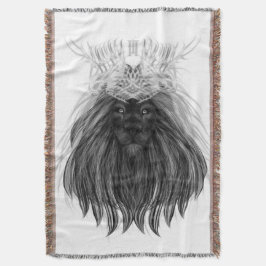 Svart Lejon med Antlers Krona och Monogram Filt