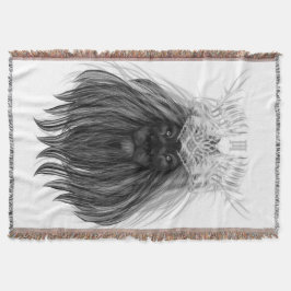 Svart Lejon med Antlers Krona och Monogram Filt