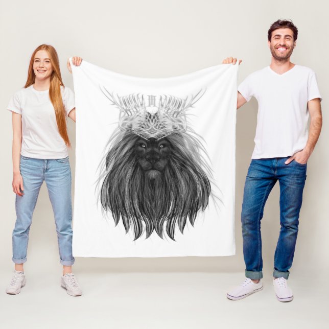 Svart Lejon med Antlers Krona och Monogram Fleecefilt (På plats)