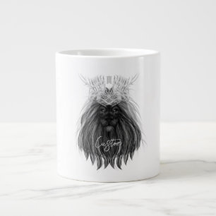 Svart Lejon med Antlers Krona och Monogram Jumbo Mugg