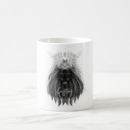 Svart Lejon med Antlers Krona och Monogram Kaffemugg