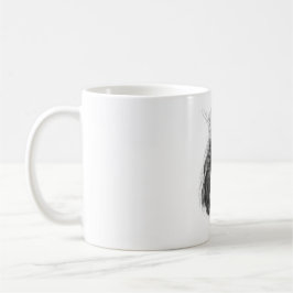 Svart Lejon med Antlers Krona och Monogram Kaffemugg