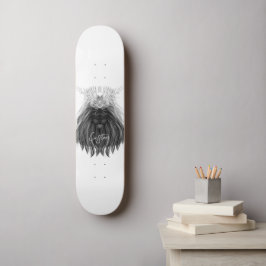 Svart Lejon med Antlers Krona och Monogram Mini Skateboard Bräda 18,5 Cm