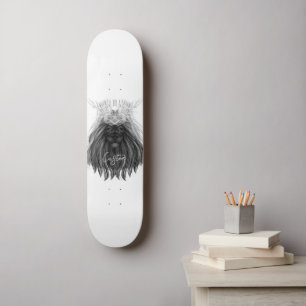 Svart Lejon med Antlers Krona och Monogram Mini Skateboard Bräda 18,5 Cm