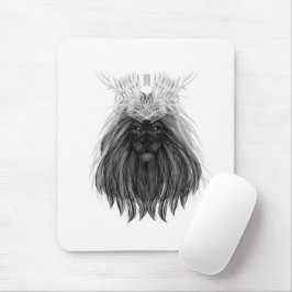 Svart Lejon med Antlers Krona och Monogram Musmatta