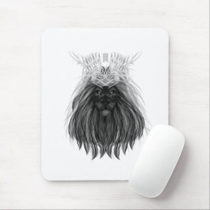 Svart Lejon med Antlers Krona och Monogram Musmatta