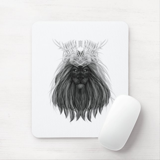Svart Lejon med Antlers Krona och Monogram Musmatta (Med mus)
