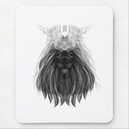 Svart Lejon med Antlers Krona och Monogram Musmatta