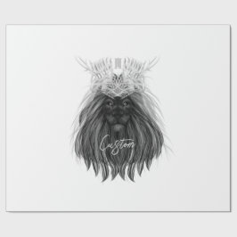 Svart Lejon med Antlers Krona och Monogram Presentpapper