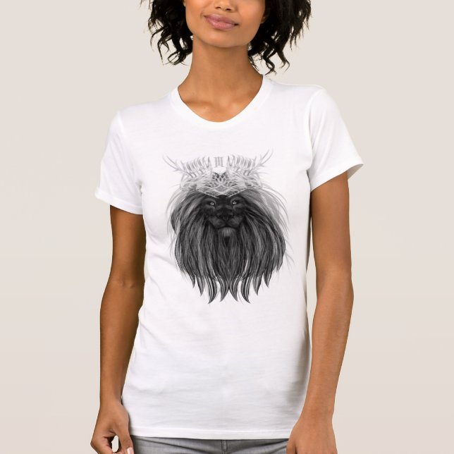 Svart Lejon med Antlers Krona och Monogram T Shirt (Framsida)