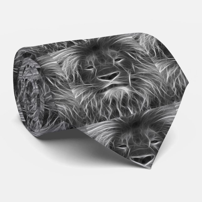 Svart Lejon utskrift på Manar Necktie Slips (Rullad)