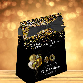 Svart leopard i guld glitter på 40-årsdagen tack presentaskar