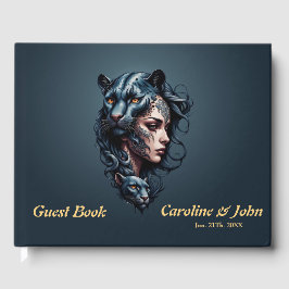 Svart leopard och kvinnor leder. gästböcker