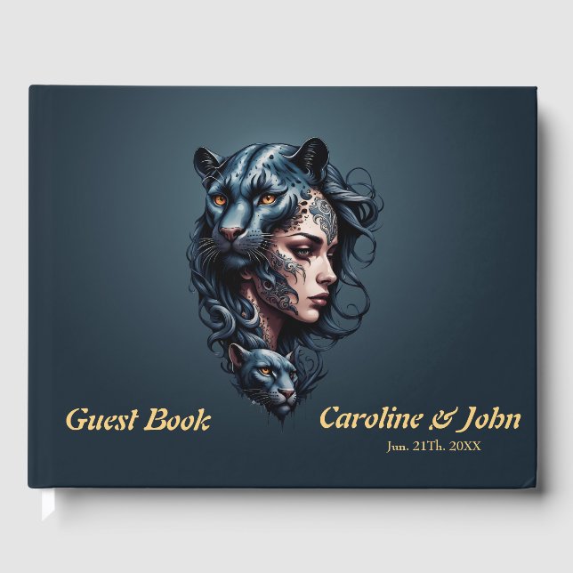 Svart leopard och kvinnor leder. gästböcker (Framsida)
