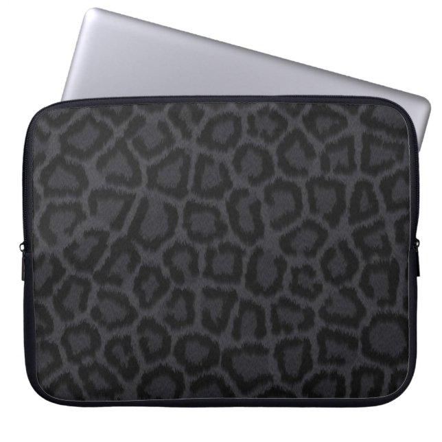 Svart Leopardlaptop sleeve (Framsidan)
