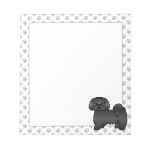 Svart Lhasa Apso Söt Tecknad Hundillustration Anteckningsblock