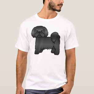 Svart Lhasa Apso Söt Tecknad Hundillustration T Shirt