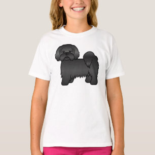 Svart Lhasa Apso Söt Tecknad Hundillustration T Shirt