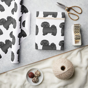 Svart Lhasa Apso Söt Tecknad Hundmönster Presentpapper