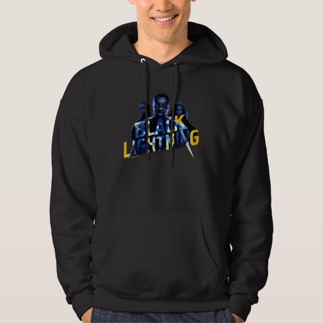 Svart Lightning Heroes-grafik Hoodie (Framsida)