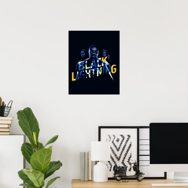 Svart Lightning Heroes-grafik Poster (Hemmakontoret)