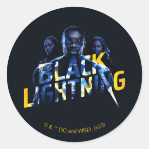 Svart Lightning Heroes-grafik Runt Klistermärke