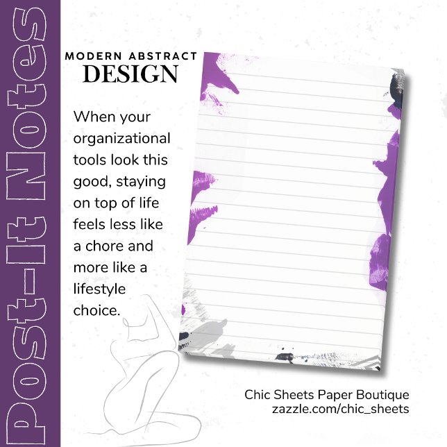 Svart & lila abstrakt design 3M Post-it®-lappar Post-it Block (Skapare uppladdad)
