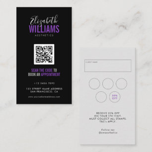 Svart Lila Beauty Salon QR Code Loyalty & Visitkort