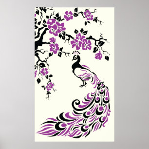 Svart lila-blommar poster