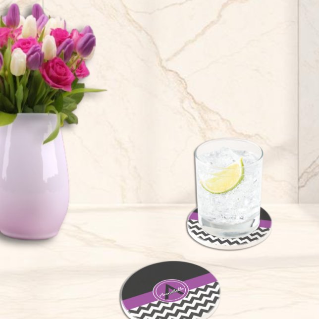 Svart Lila Chevron Underlägg Sandsten (Skapare uppladdad)