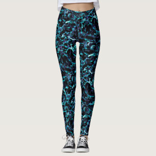 Svart Lila & Chockerande Elektrisk Akvamarinblå Leggings