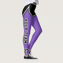 Svart Lila Dot Kort Leggings