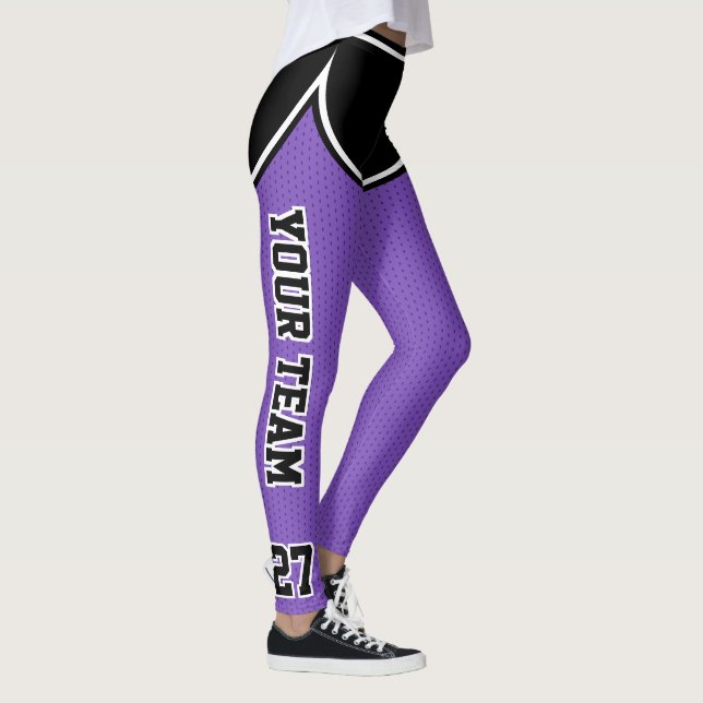 Svart Lila Dot Kort Leggings (Höger)