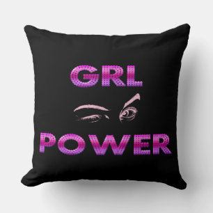 Svart Lila Girl Power Dekorativ kudde