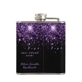 Svart lila glitter bästa vänner fickplunta