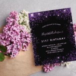 Svart lila glitter-inbjudan flygblad<br><div class="desc">Observera att inbjudan är papper och mycket tunn. Kuvert ingår inte. Om du vill ha mer omfattande inbjudningar (samma design) kan du besöka vår butik. En giftig och feminin 21:a (eller någon ålder) födelsedagsfest inbjudan. På framsidan: En svart bakgrund för chicen. Dekoreras med mörk lila faux glitter stoft. Anpassa och...</div>