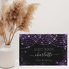Svart lila glitter namn gästböcker