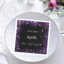 Svart lila glitter namn pappersservett