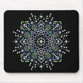 Svart, Lila, Grönt och Blue Mandala Musmatta