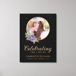 Svart Lila Guld Blommigt Begravt välkomsttecken Canvastryck