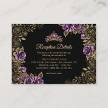Svart Lila Guld Tiara Rosor Quinceañera