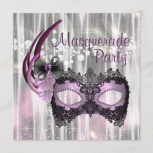 Svart lila maskeradfest inbjudningar