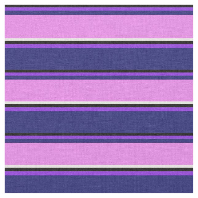 Svart, Lila, Midnight Blue, Violet and White Tyg (Närbild)