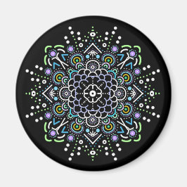 Svart, Lila och Grönt Mandala Magnet