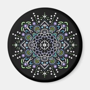Svart, Lila och Grönt Mandala Magnet
