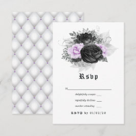 Svart lila och silver blomster gotiskt bröllop OSA kort