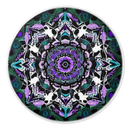 Svart, Lila och Teal Mandala Ceramic Knob Knopp